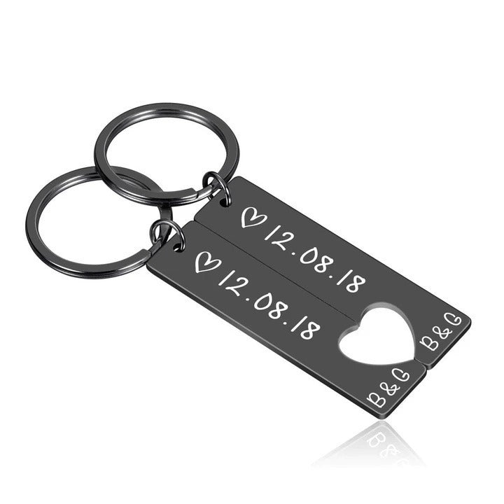 Customized Couples Keychain Boyfriend Girlfriend Keyring Husband Anniversary Valentine Day Gift