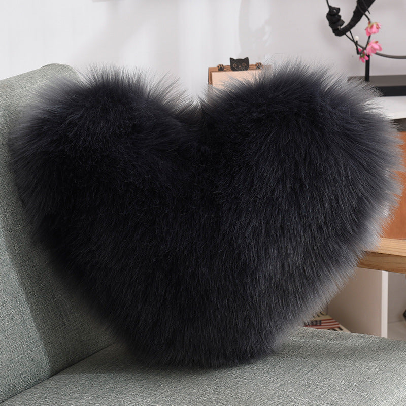 Throw Pillows Heart Shape Long Plush  Fluffy Shaggy Cushion Cover Sofa Cushions Decorative Pillow Covers Pillowcase White