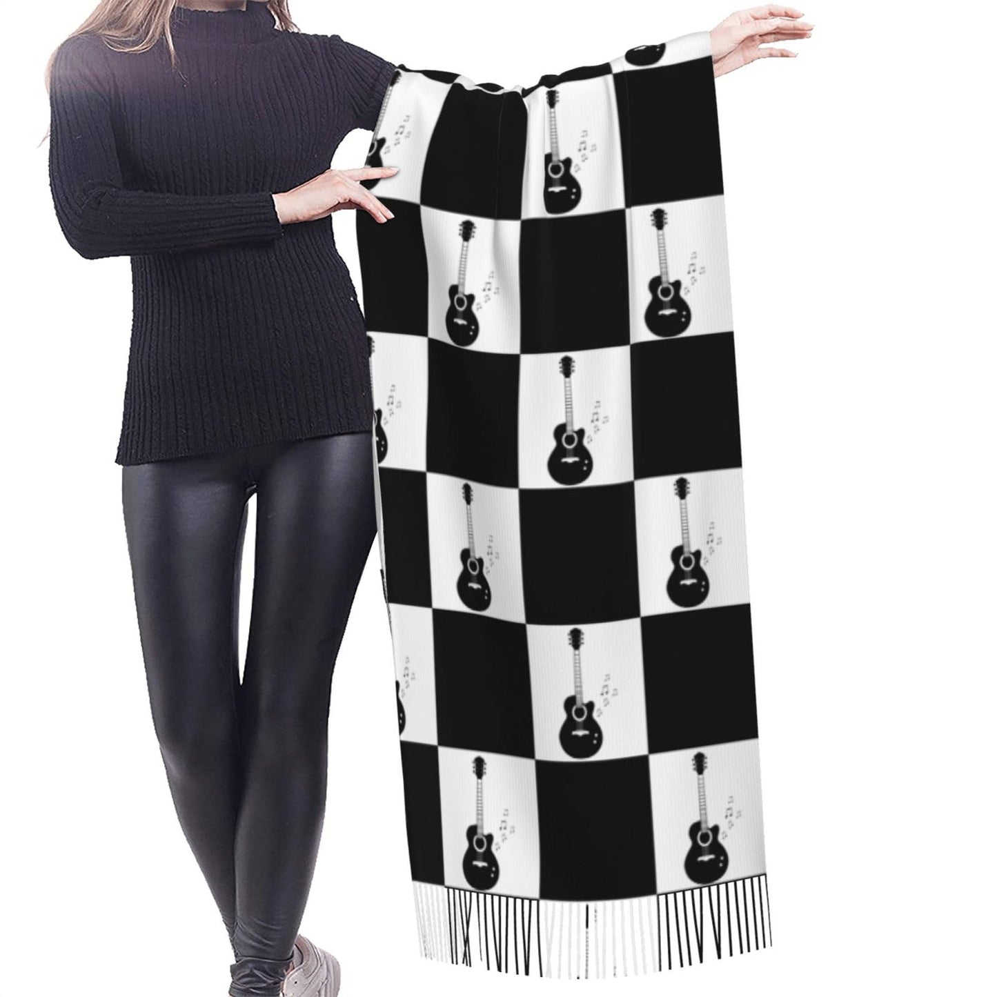 Lightweight Scarves Retro Piano Keys Music Fashion Scarf for Women Warm Soft Winter