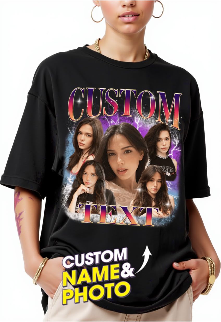 NAZENTI Custom Your Own Shirts, Custom Rap Tee for Girlfriend Boyfriend, Custom Graphic Tees, Birthday Gift