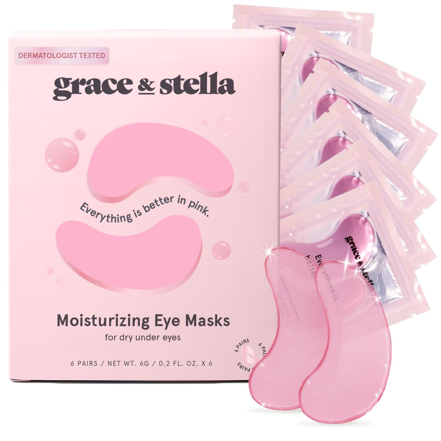 grace & stella Award Winning Under Eye Mask - Valentines Gifts - Gifts for Mom - Reduce Dark Circles, Puffy Eyes, Undereye Bags, Wrinkles - Under Eye Patches - Vegan Self Care (24 Pairs, Pink)