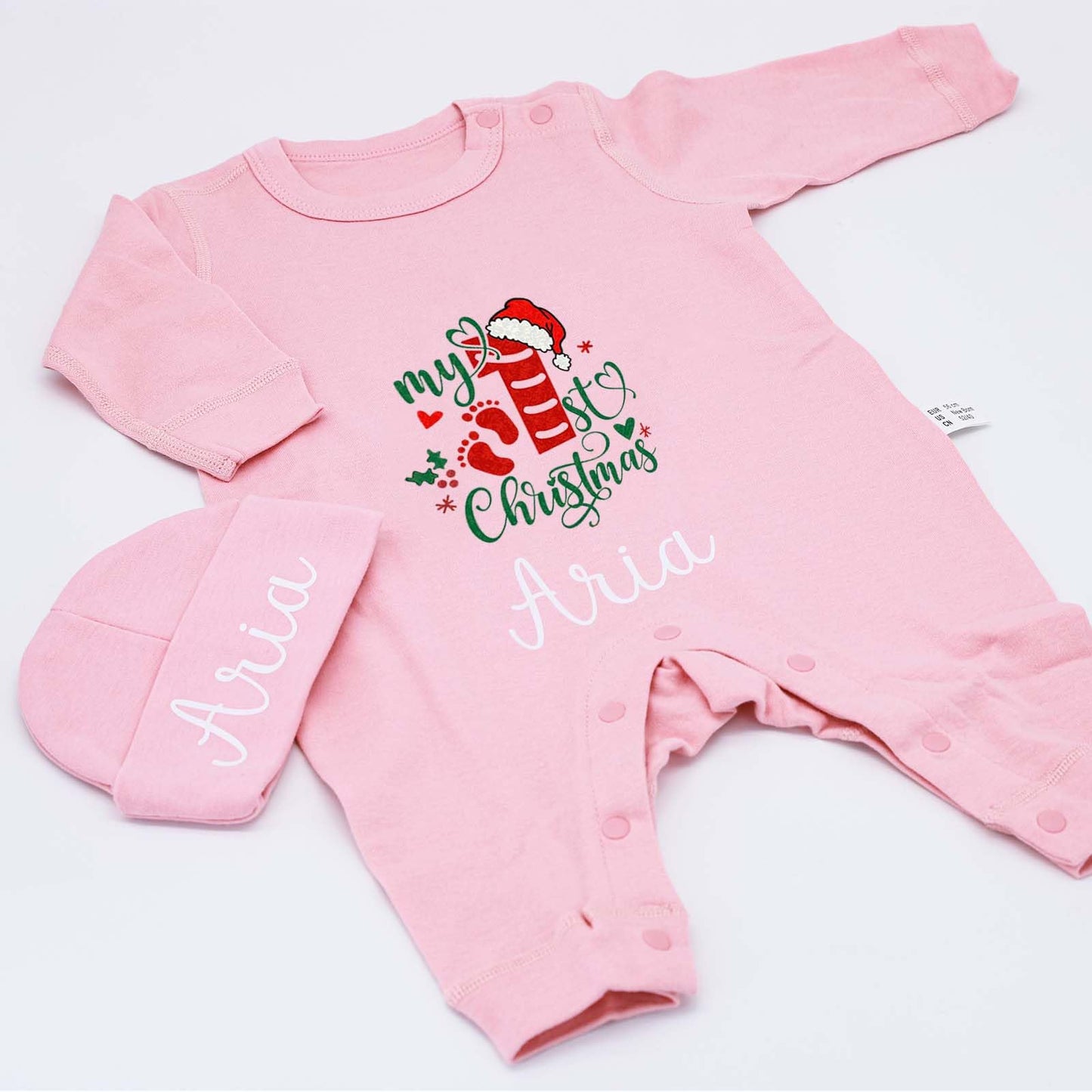 Custom Personalized Newborn Baby Coming Home Outfit with Monogrammed Sleeper, Custom Embroidered Romper and Hat Set for Baby Girl and Boy - Perfect Baby Shower Gift (Style 1)