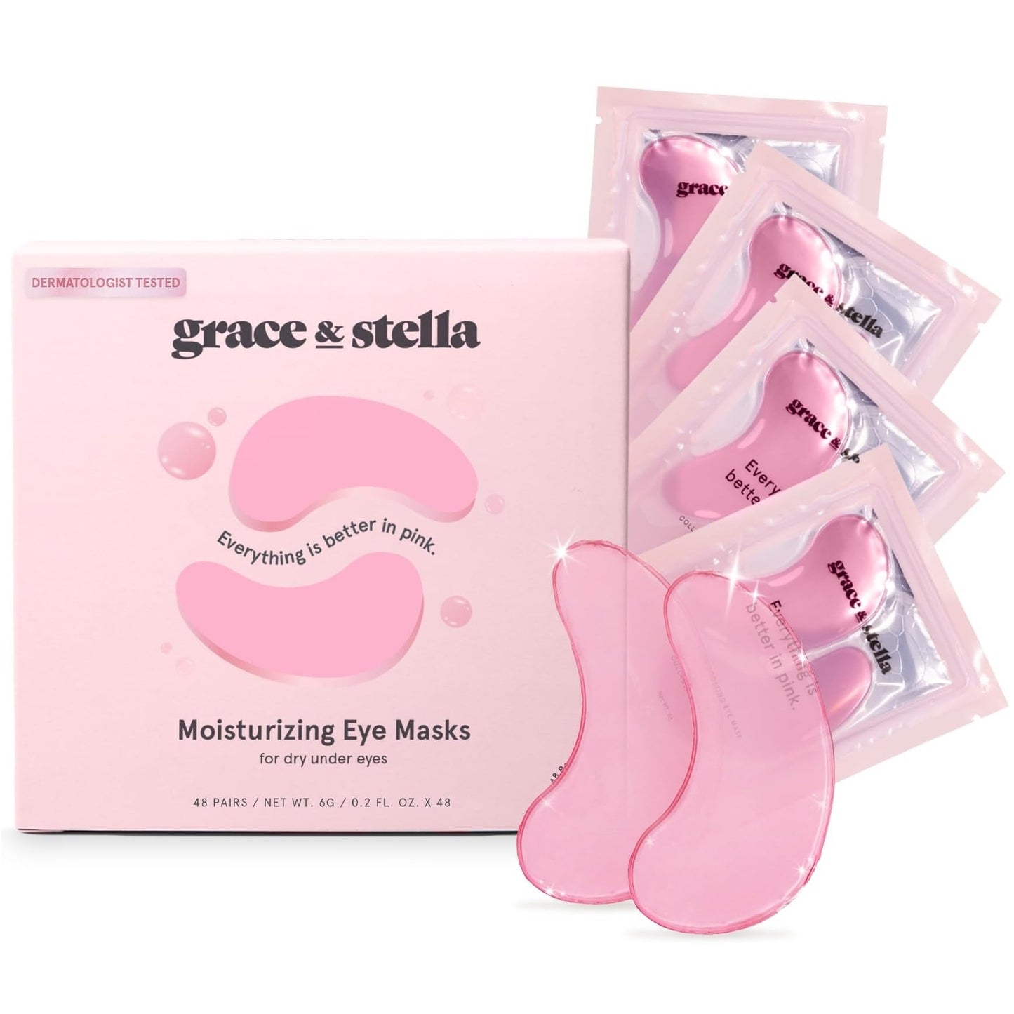 grace & stella Award Winning Under Eye Mask - Valentines Gifts - Gifts for Mom - Reduce Dark Circles, Puffy Eyes, Undereye Bags, Wrinkles - Under Eye Patches - Vegan Self Care (24 Pairs, Pink)