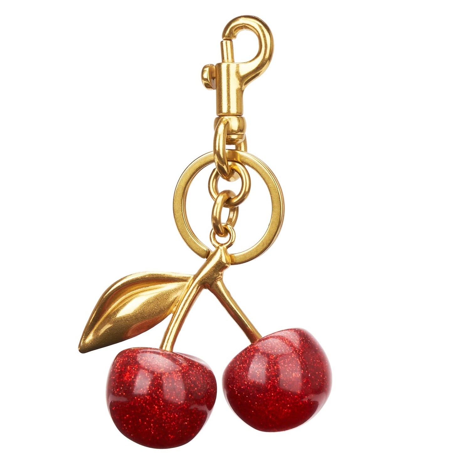 Luxurious 18K Gold Plated Cherry Bag Charm , Cherry Keychain Accessory Purse Charm