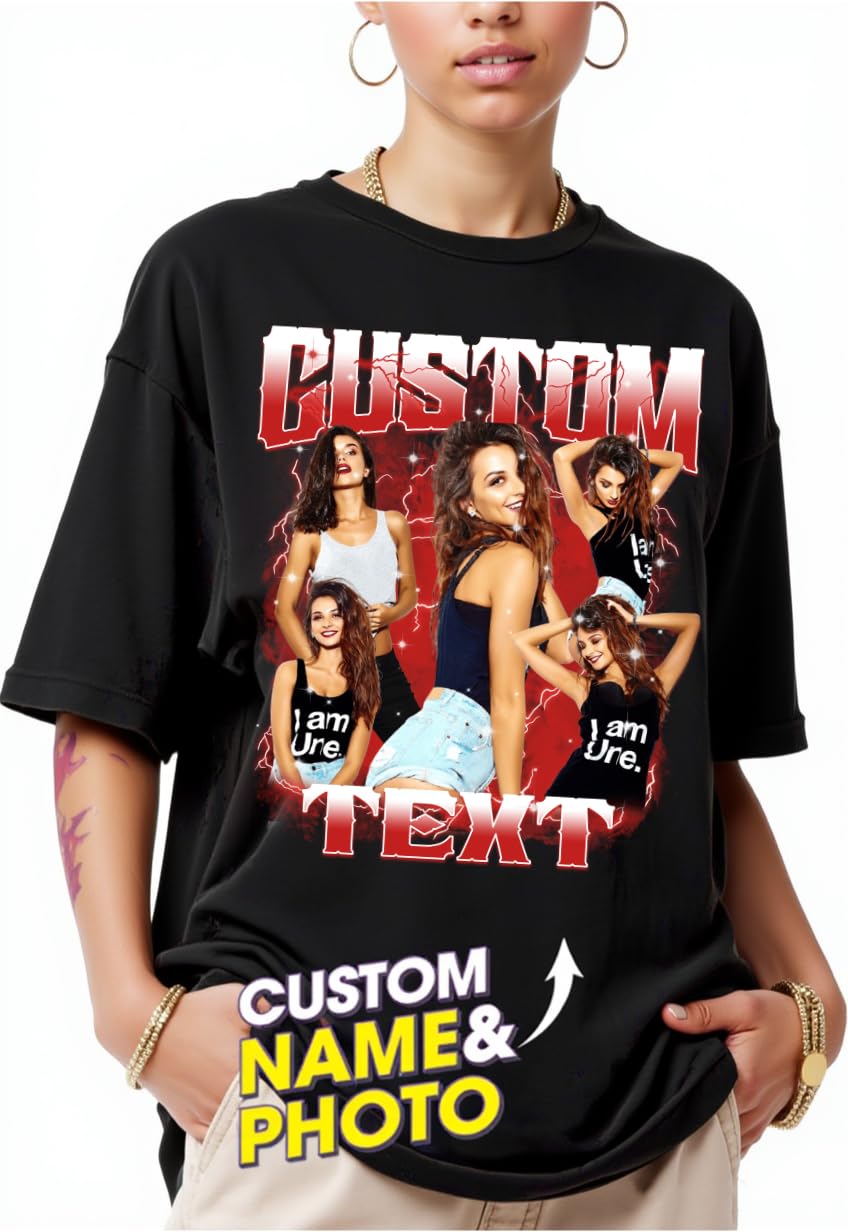 NAZENTI Custom Your Own Shirts, Custom Rap Tee for Girlfriend Boyfriend, Custom Graphic Tees, Birthday Gift