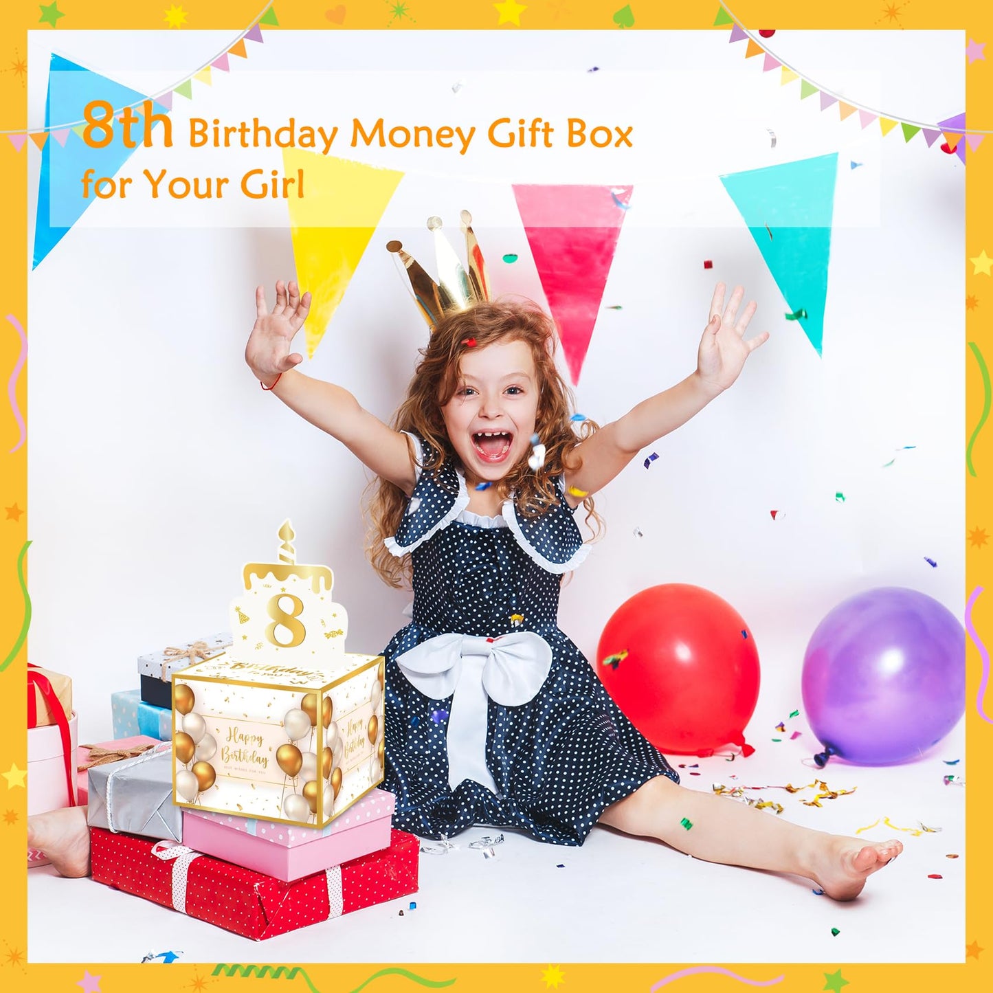 Money Box with Pull Out Birthday Card and Bags - A Fun Way to Gift Cash for Birthdays