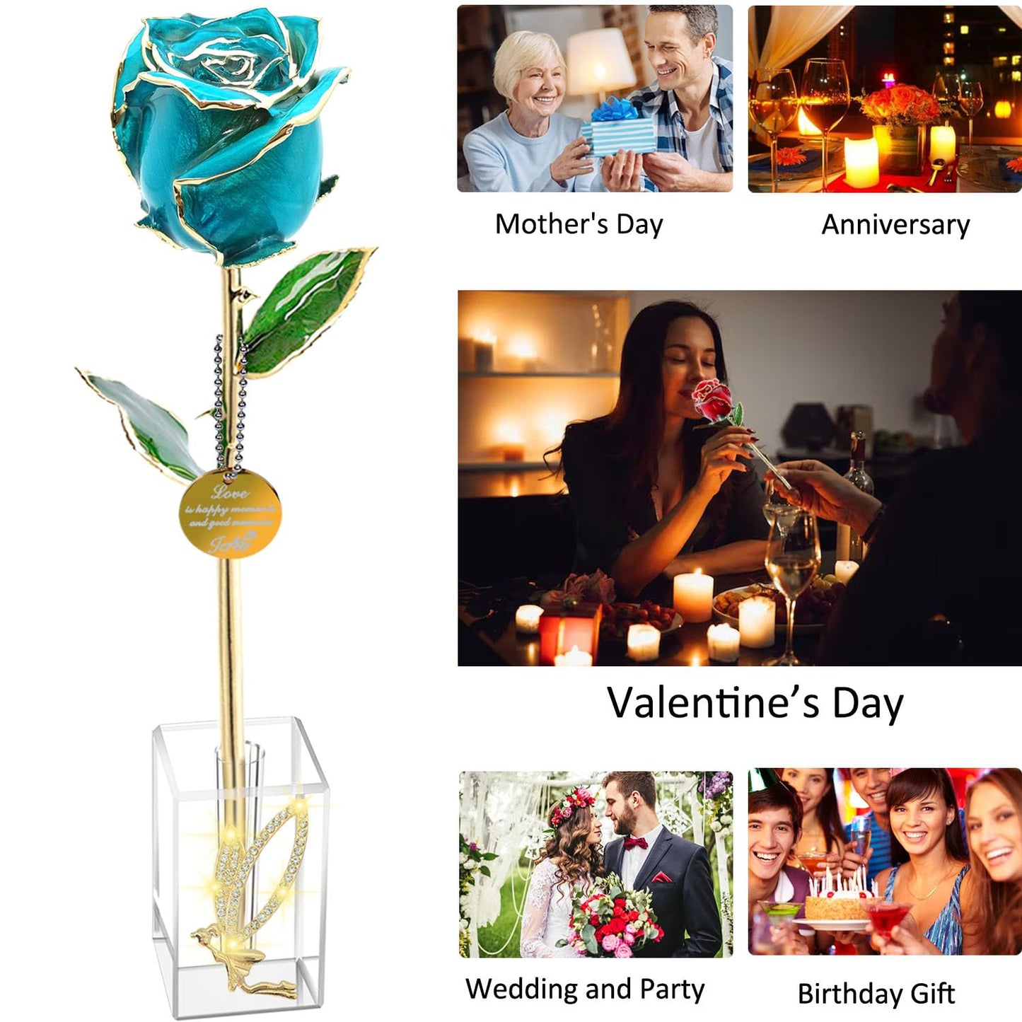 24k Gold Rose Valentines Day Gifts for Her Women,Real Rose Dipped 24K Gold,Best Gifts for Valentines Day Christmas Birthday Anniversary for Women,Mom,Grandma(Red,Crystal Stand)