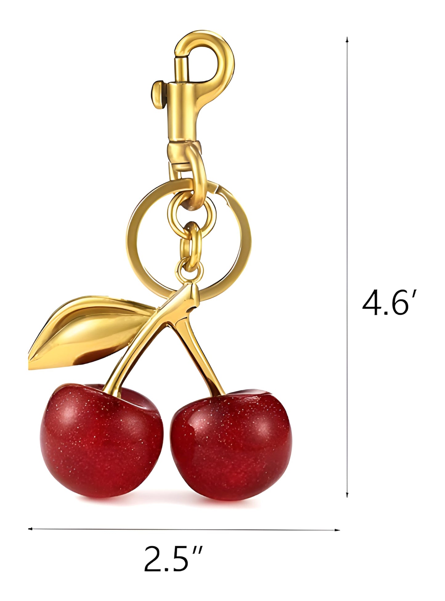 Luxurious 18K Gold Plated Cherry Bag Charm , Cherry Keychain Accessory Purse Charm