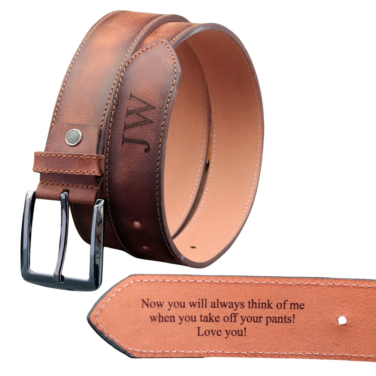 Personalized Leather Belt for Anniversary - Handcrafted Custom Belt for Him, Valentines Day Gift for Husband, Unique Boyfriend Gift