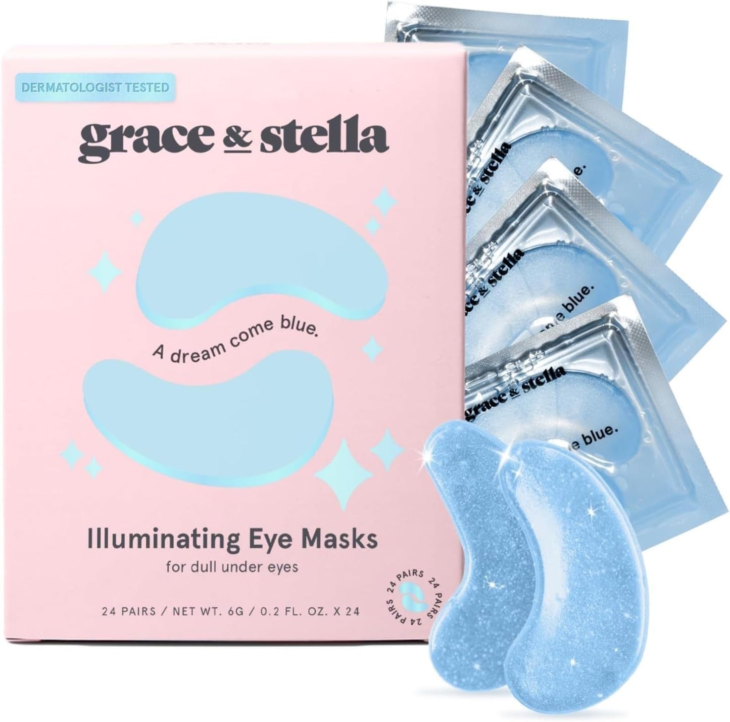 grace & stella Award Winning Under Eye Mask - Valentines Gifts - Gifts for Mom - Reduce Dark Circles, Puffy Eyes, Undereye Bags, Wrinkles - Under Eye Patches - Vegan Self Care (24 Pairs, Pink)