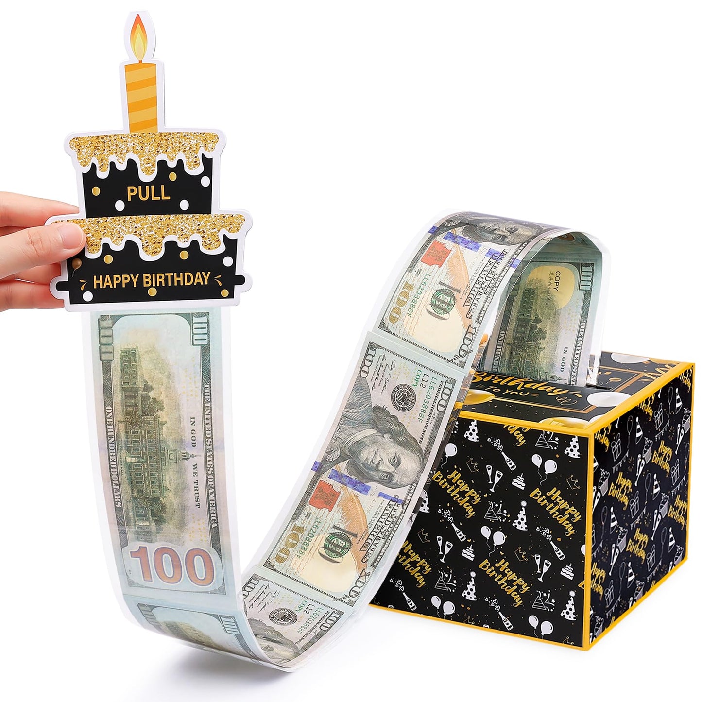 Money Box with Pull Out Birthday Card and Bags - A Fun Way to Gift Cash for Birthdays