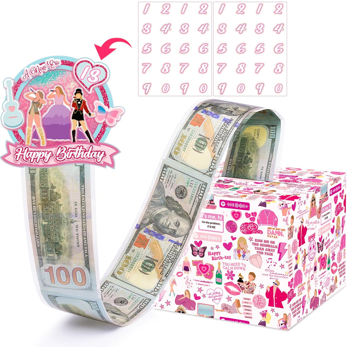 Money Box with Pull Out Birthday Card and Bags - A Fun Way to Gift Cash for Birthdays