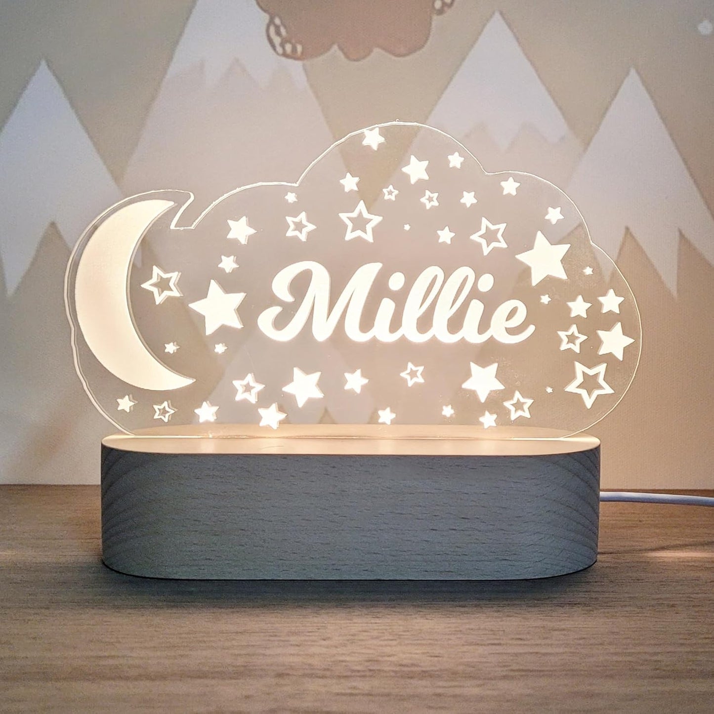 Custom/Unique Night Light Cute Personalized Baby Gifts Cloud Butterfly Rainbow Moon & Stars Customized Name Gifts Personalized Gifts for Kids Perfect Personalized Baby Girl Gifts and Customized Baby Gifts