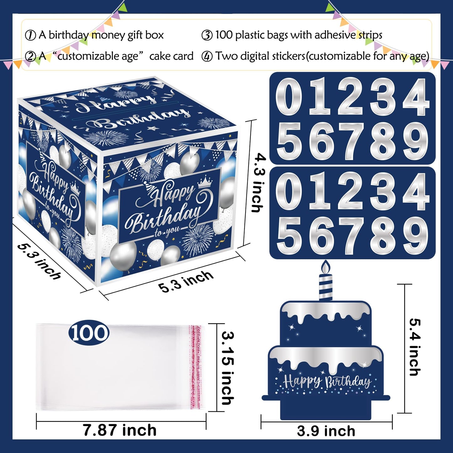 Money Box with Pull Out Birthday Card and Bags - A Fun Way to Gift Cash for Birthdays