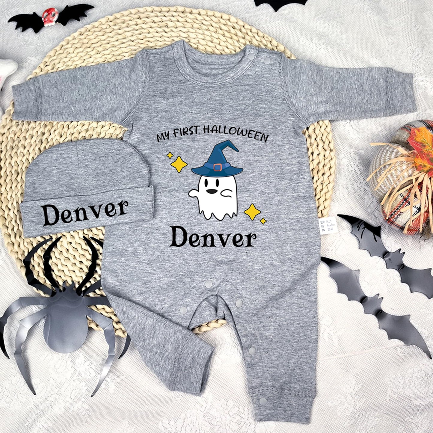 Custom Personalized Newborn Baby Coming Home Outfit with Monogrammed Sleeper, Custom Embroidered Romper and Hat Set for Baby Girl and Boy - Perfect Baby Shower Gift (Style 1)