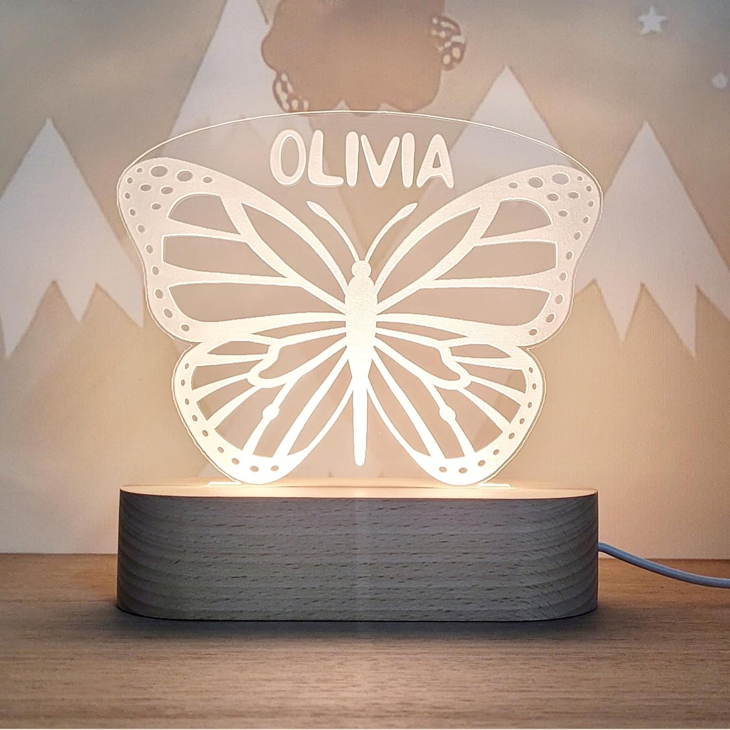 Custom/Unique Night Light Cute Personalized Baby Gifts Cloud Butterfly Rainbow Moon & Stars Customized Name Gifts Personalized Gifts for Kids Perfect Personalized Baby Girl Gifts and Customized Baby Gifts