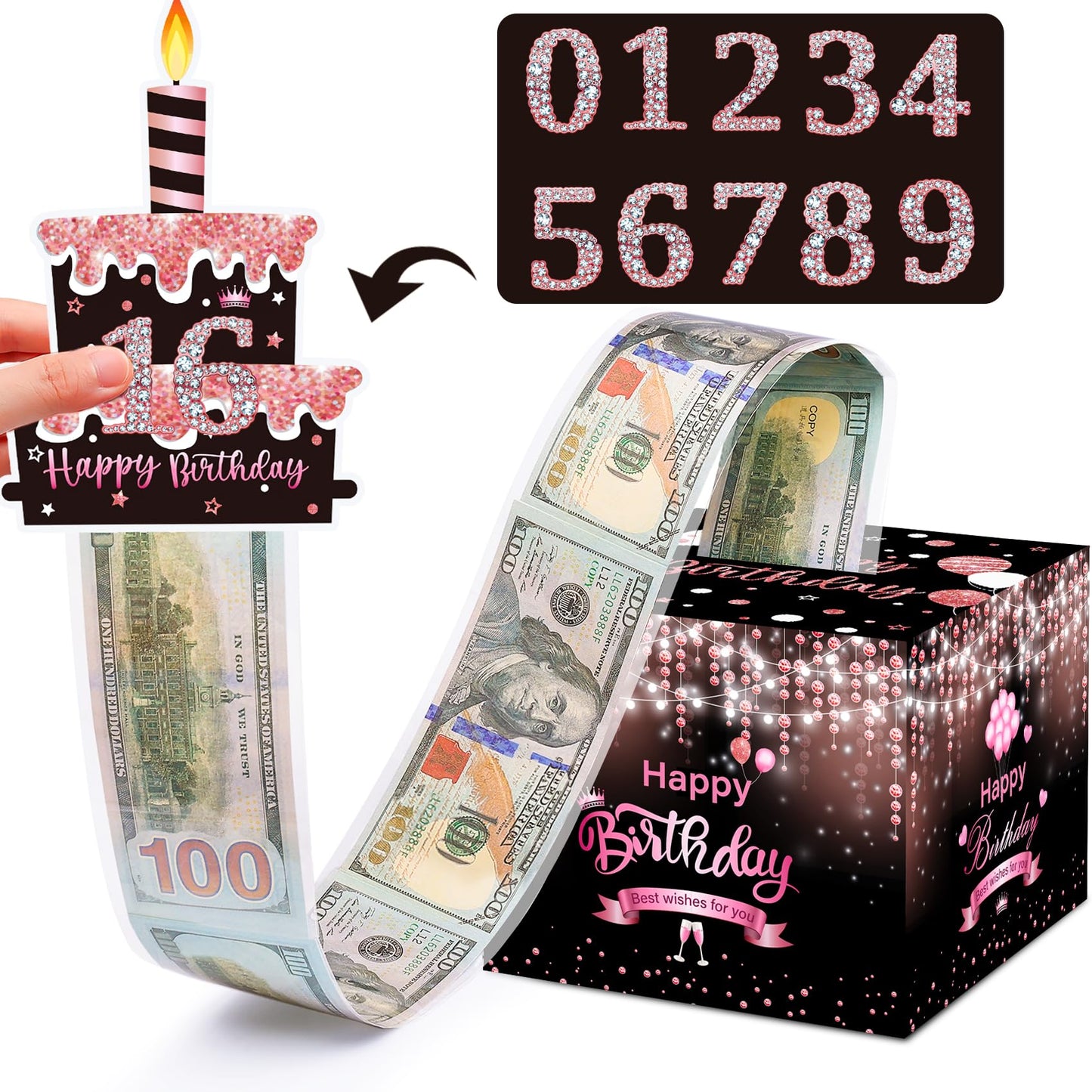 Money Box with Pull Out Birthday Card and Bags - A Fun Way to Gift Cash for Birthdays