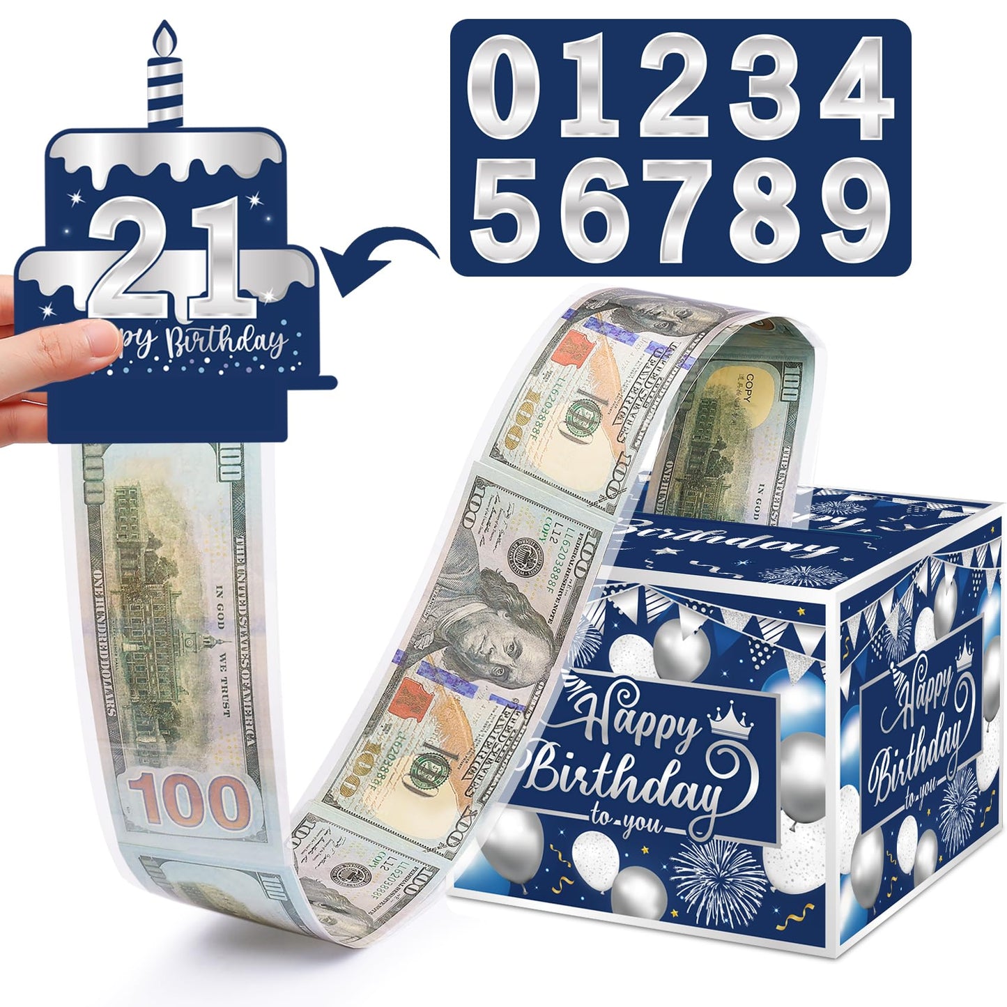 Money Box with Pull Out Birthday Card and Bags - A Fun Way to Gift Cash for Birthdays