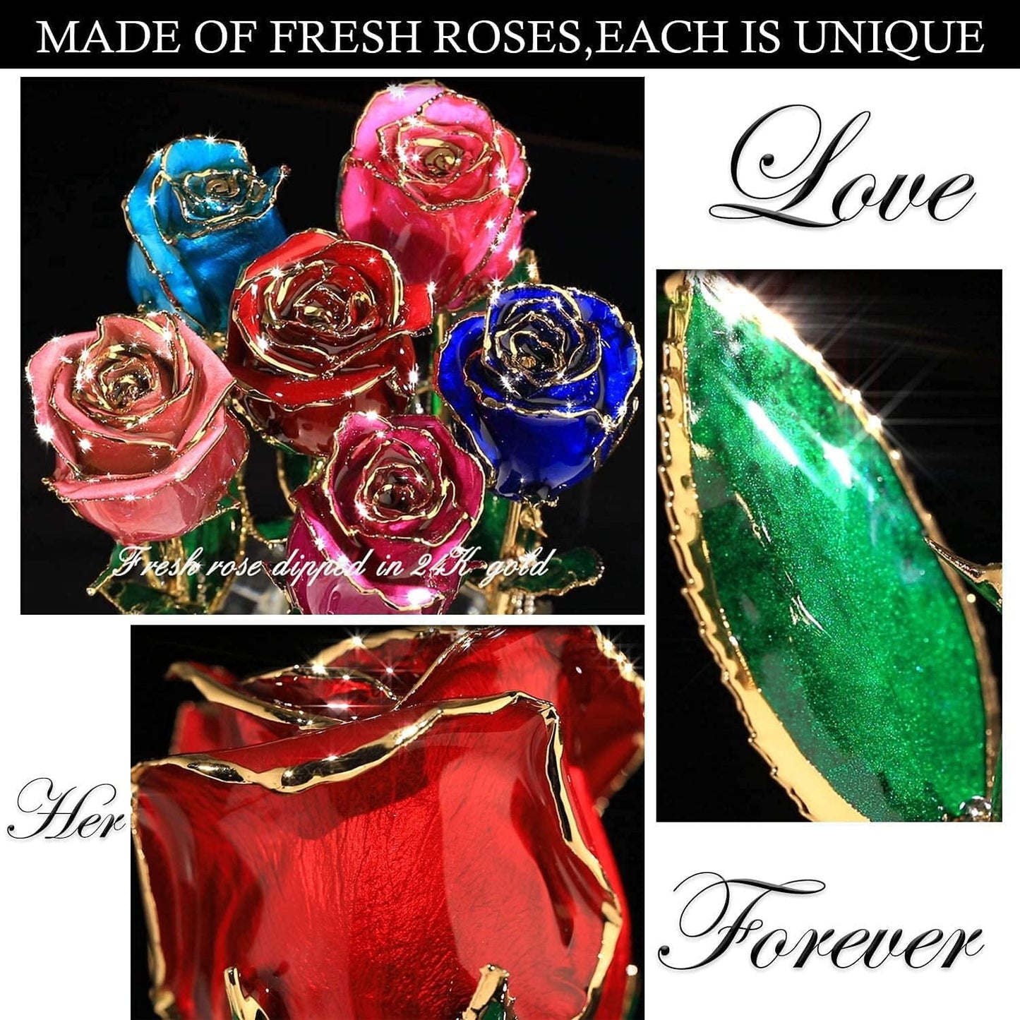 24k Gold Rose Valentines Day Gifts for Her Women,Real Rose Dipped 24K Gold,Best Gifts for Valentines Day Christmas Birthday Anniversary for Women,Mom,Grandma(Red,Crystal Stand)