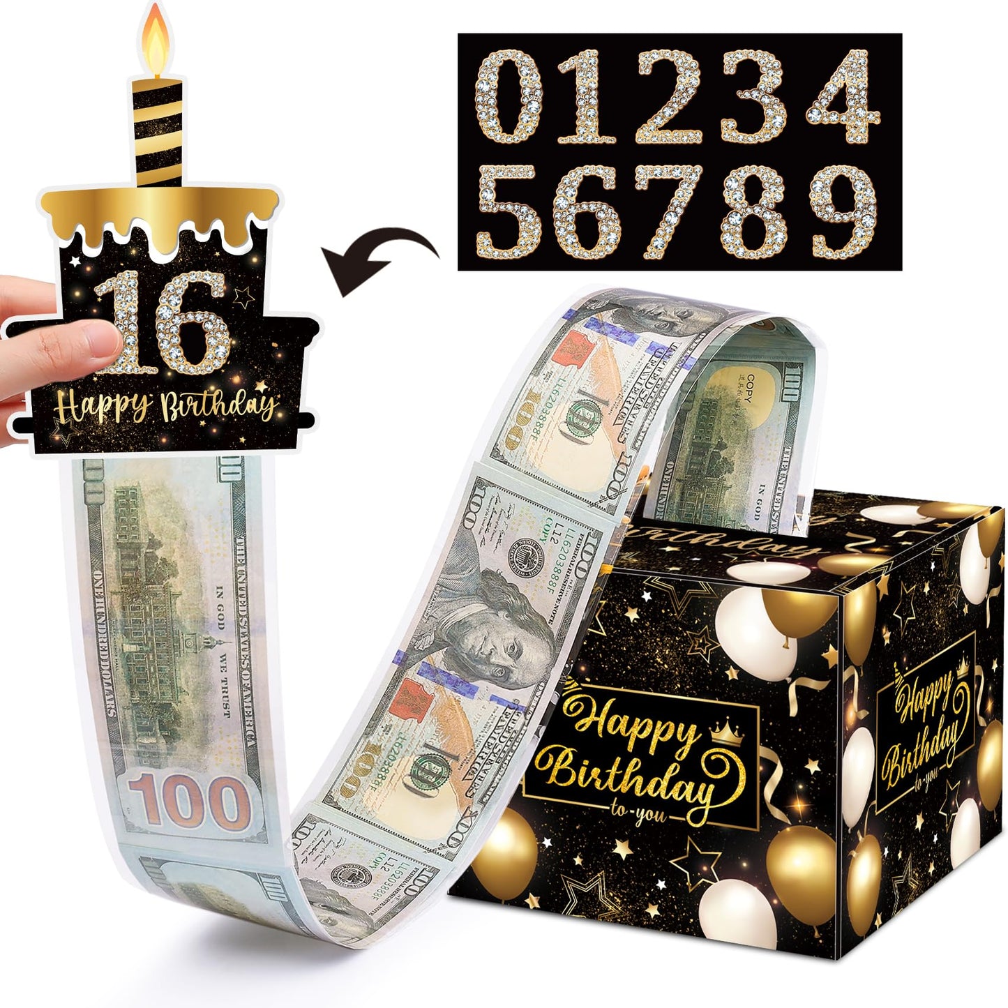 Money Box with Pull Out Birthday Card and Bags - A Fun Way to Gift Cash for Birthdays