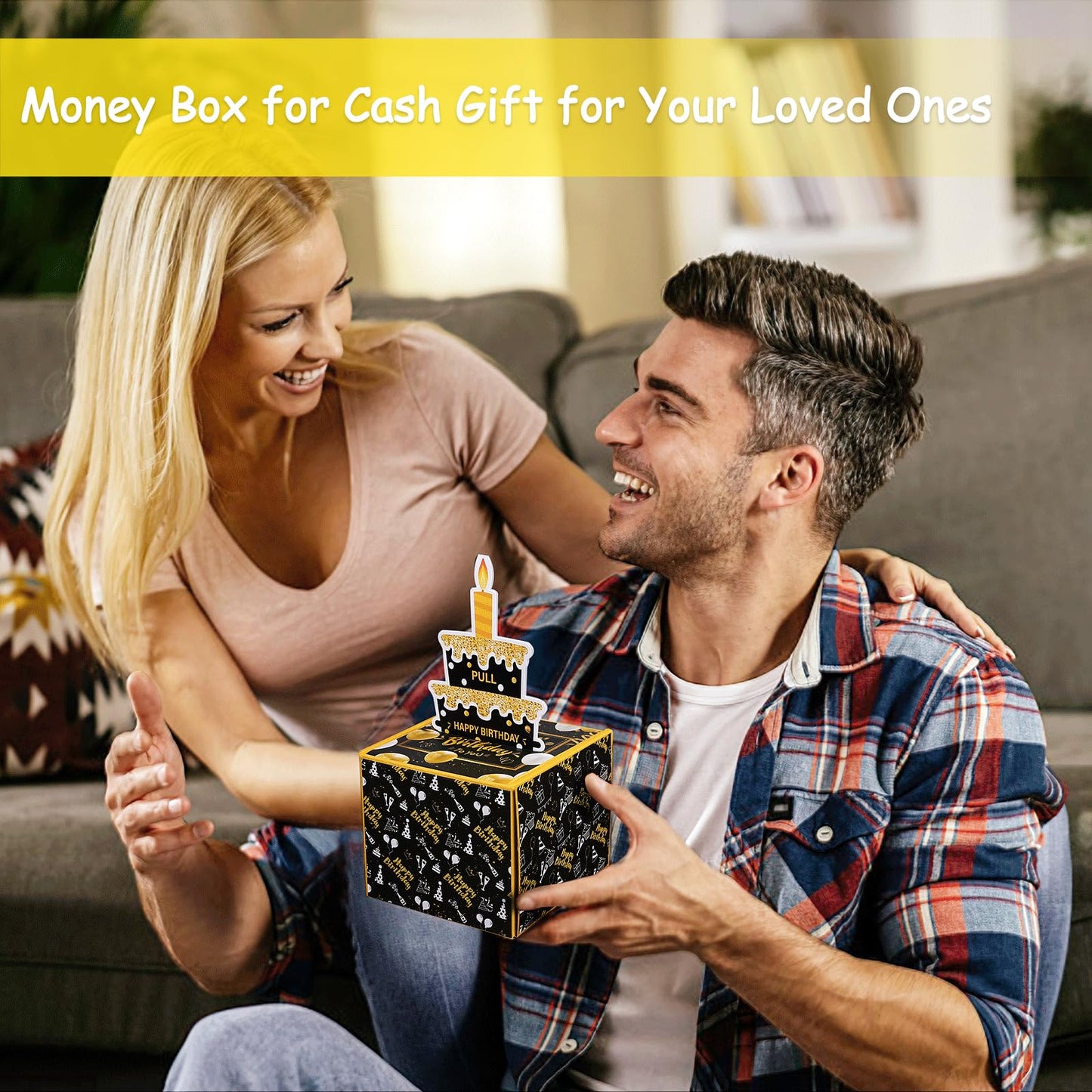 Money Box with Pull Out Birthday Card and Bags - A Fun Way to Gift Cash for Birthdays