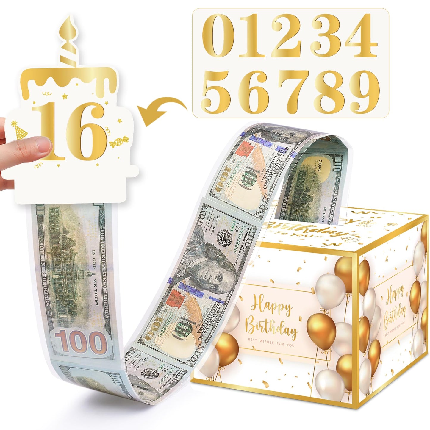 Money Box with Pull Out Birthday Card and Bags - A Fun Way to Gift Cash for Birthdays