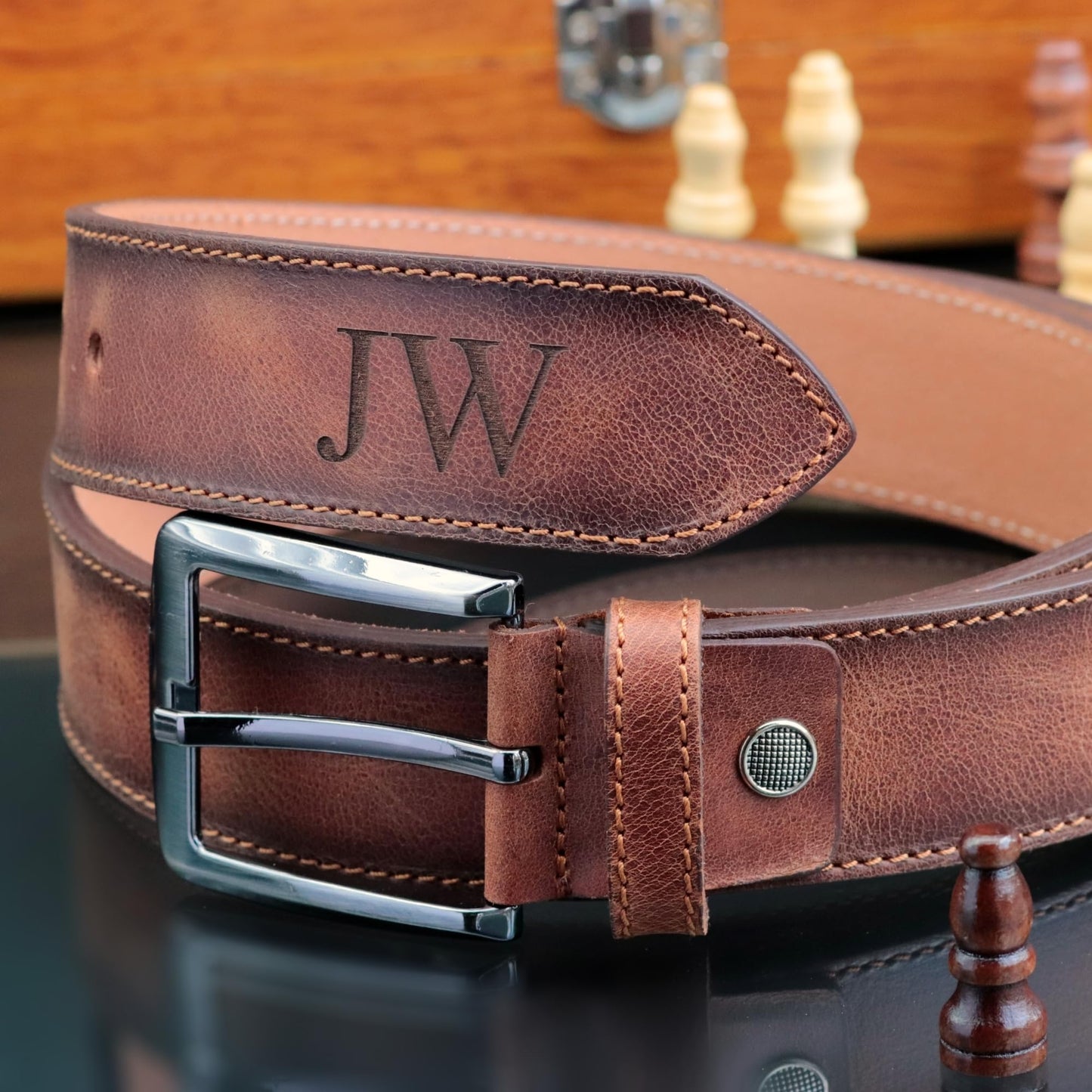 Personalized Leather Belt for Anniversary - Handcrafted Custom Belt for Him, Valentines Day Gift for Husband, Unique Boyfriend Gift