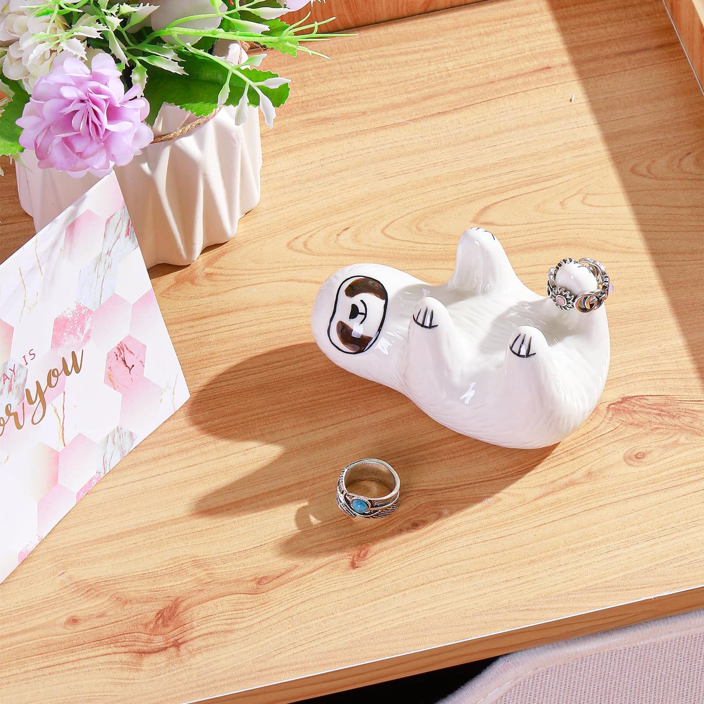 PUDDING CABIN Purple Elephant Ring Holder Cute Ring Organizer Stand Display, Unique Elephant Gift for Women Mom Mother's Day Birthday Engagement Bridesmaid Christmas Gift