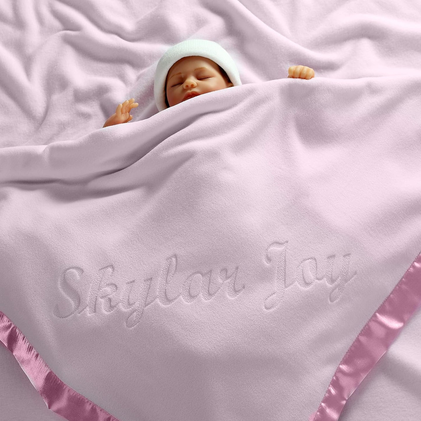 Custom Catch Personalized Baby Blanket for Girls - Pink - Newborn or Infant Gift with Name