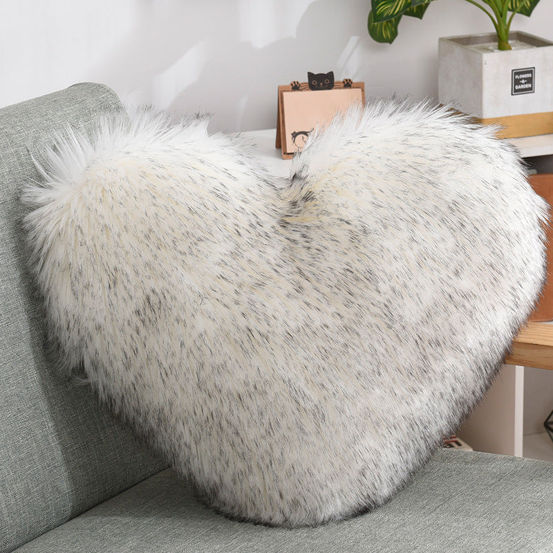 Throw Pillows Heart Shape Long Plush  Fluffy Shaggy Cushion Cover Sofa Cushions Decorative Pillow Covers Pillowcase White