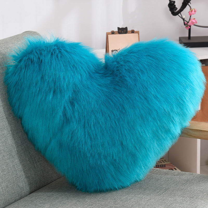 Throw Pillows Heart Shape Long Plush  Fluffy Shaggy Cushion Cover Sofa Cushions Decorative Pillow Covers Pillowcase White