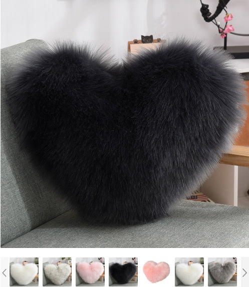 Throw Pillows Heart Shape Long Plush  Fluffy Shaggy Cushion Cover Sofa Cushions Decorative Pillow Covers Pillowcase White