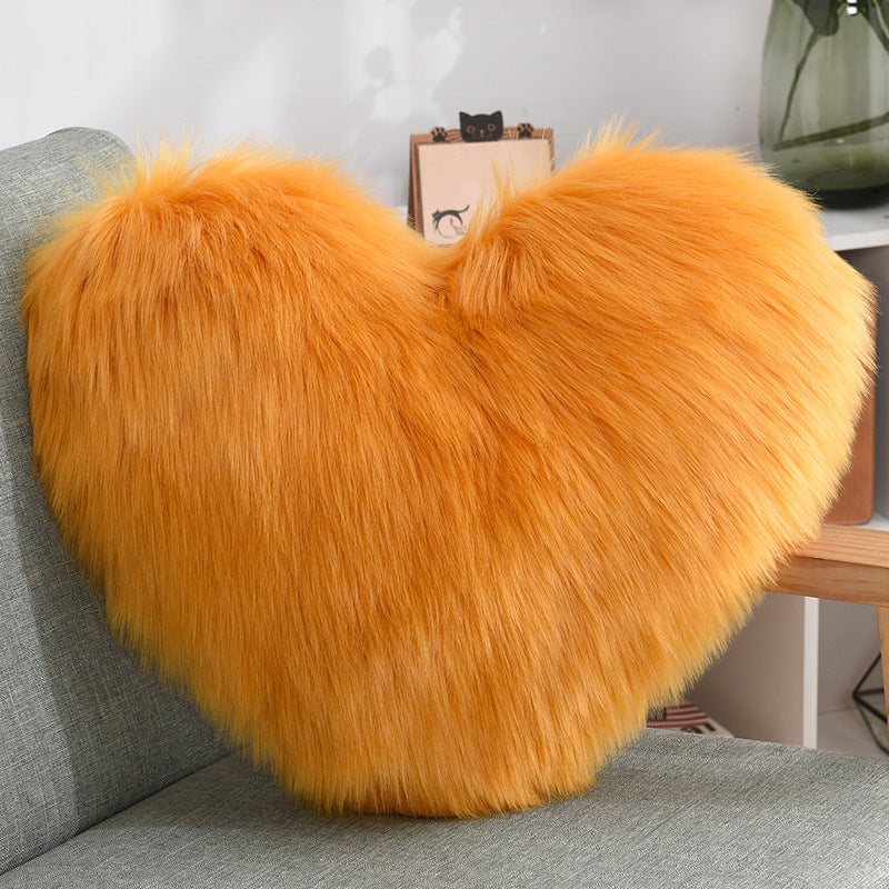 Throw Pillows Heart Shape Long Plush  Fluffy Shaggy Cushion Cover Sofa Cushions Decorative Pillow Covers Pillowcase White